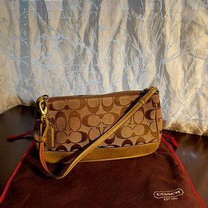 Vintage Gold & Tan Coach Demi Bag In Signature Jacquard